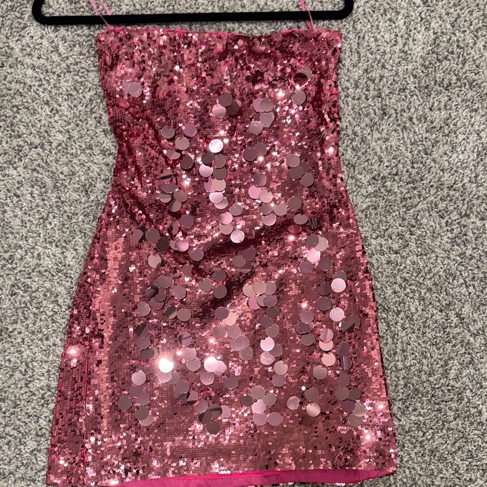 Danielle Guizio Sparkling Pink Sequin Dress